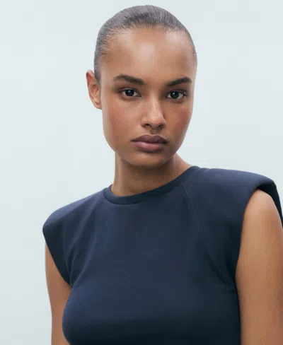 Mango Shoulder Pad Maxi Dress In Blue