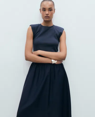 Mango Shoulder Pad Maxi Dress In Blue