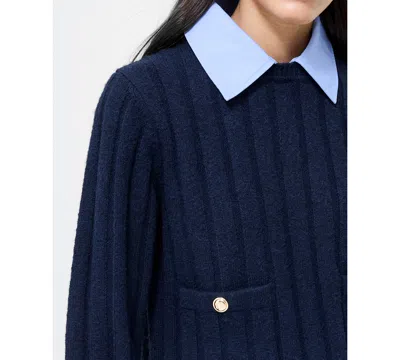 French Connection Ellie Knit Collared Pullover Sweater In Navy Blue
