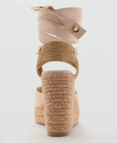 Mango Combined Tied Wedges Ecru In Neutral