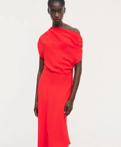 Mango Asymmetrical Midi-dress Red In Red