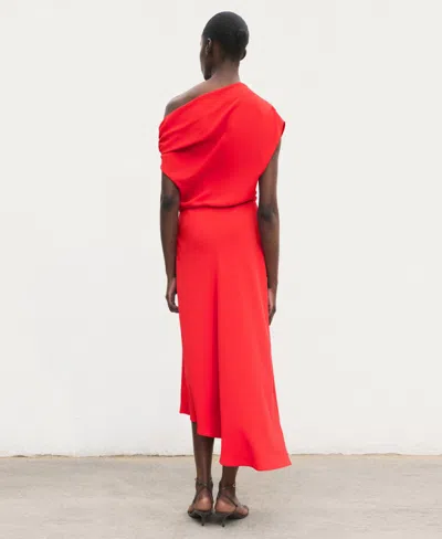 Mango Asymmetrical Midi-dress Red In Red