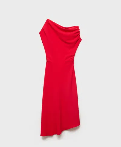 Mango Asymmetrical Midi-dress Red In Red