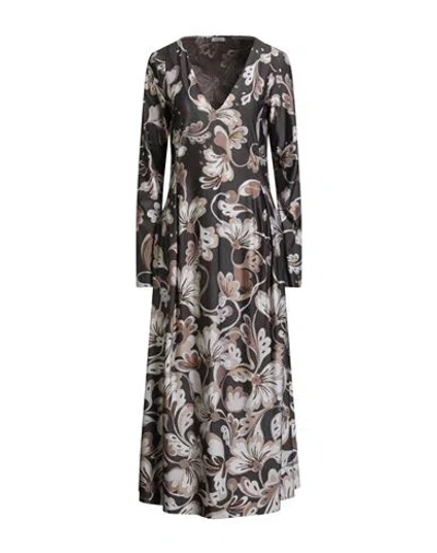 Maliparmi Malìparmi Woman Midi Dress Dark Brown Size 12 Polyester, Elastane In Multi