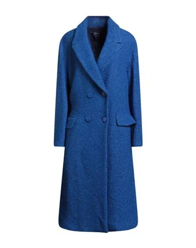 Maliparmi Malìparmi Woman Coat Bright Blue Size 10 Acrylic, Cotton, Virgin Wool, Polyester, Viscose In Blue