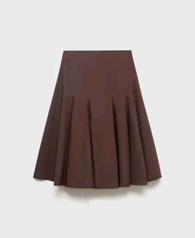 Mango Pleat Midi Skirt In Brown