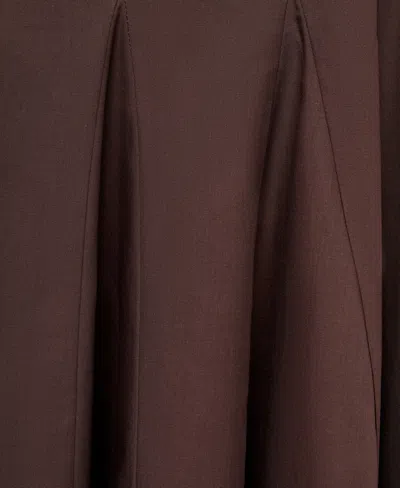 Mango Pleat Midi Skirt In Brown
