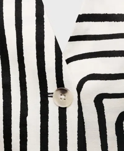 Mango Geometric-print Linen Waistcoat Ecru In White