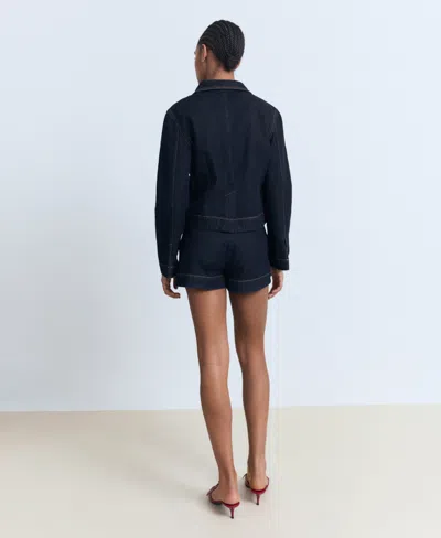 Mango Shirt Collar Sweater Dark Navy In Blue