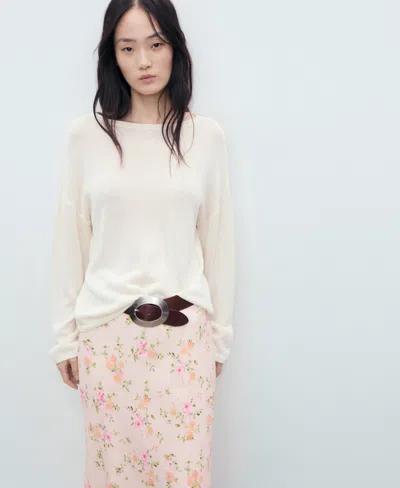 Mango Women's Lace Detail Floral Skirt In Pink