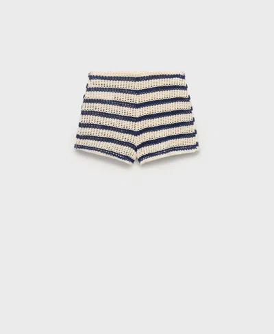 Mango Stripe Open Stitch Shorts In Blue