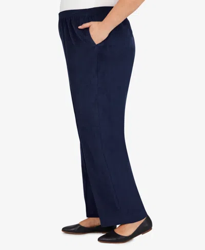 Alfred Dunner Plus Size Classic Corduroy Elastic Waist Short Length Pants In Blue