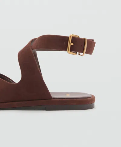 Mango Suede Straps Sandals Chocolate In Brown