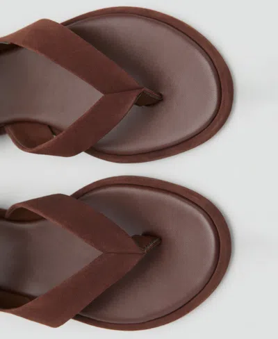 Mango Suede Straps Sandals Chocolate In Brown