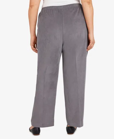Alfred Dunner Women's Classic Corduroy Elastic Waist Medium Length Pants In Gray