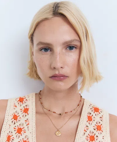 Mango Cameron Crochet Top In Orange