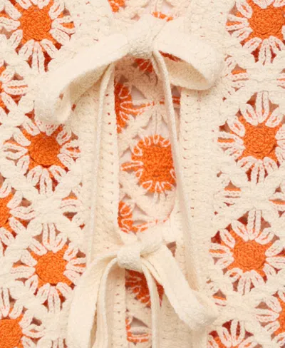 Mango Cameron Crochet Top In Orange