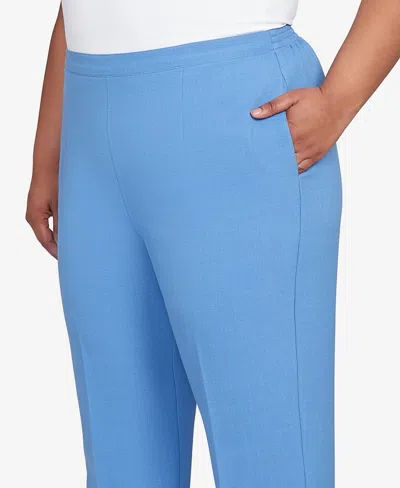 Alfred Dunner Plus Size As Usual Textured Pull On Elastic Medium Length Pants In Blue