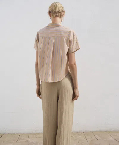 Mango Women's Short Sleeve Striped Shirt In Brown