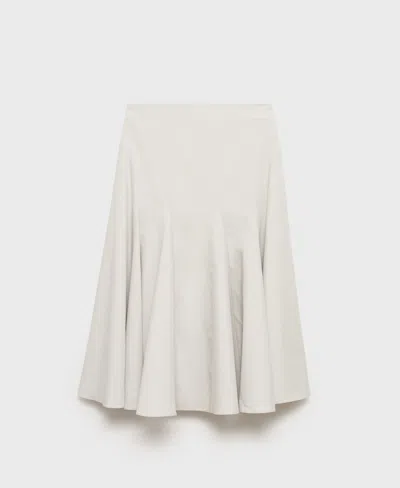 Mango Cotton Mix Pleated Midi Skirt In White