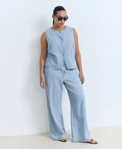 Mango Women's Buttoned Denim Gilet In Blue