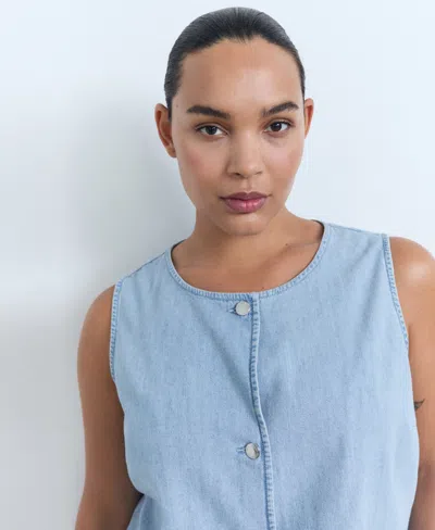 Mango Women's Buttoned Denim Gilet In Blue