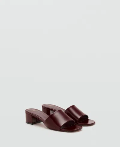 Mango Block-heel Sandals With Strap Burgundy In Burgundy