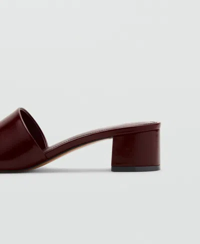 Mango Block-heel Sandals With Strap Burgundy In Burgundy