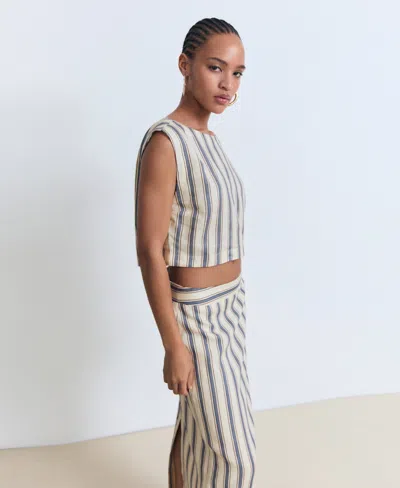 Mango Women's Striped Linen Skirt In Neutral