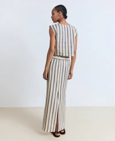 Mango Women's Striped Linen Skirt In Neutral