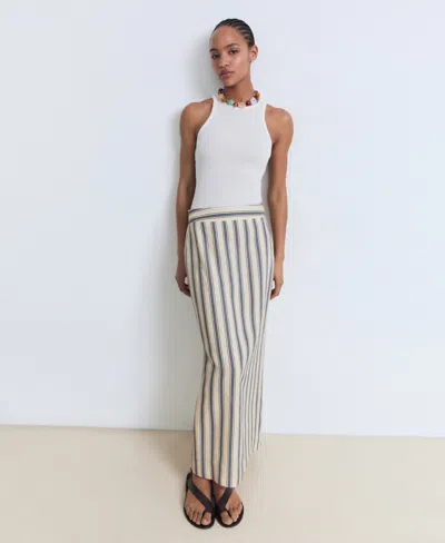 Mango Women's Striped Linen Skirt In Neutral