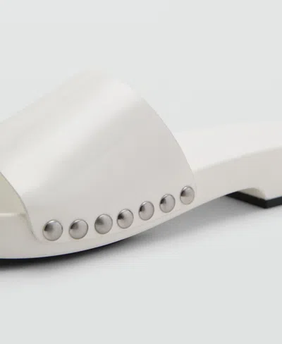 Mango Women's Studded Leather Sandals In White