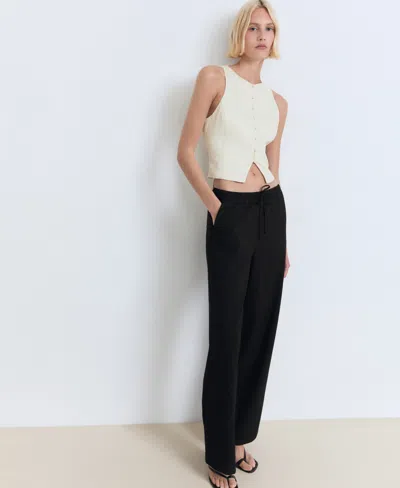 Mango Women's Drawstring Straight Pants In Black