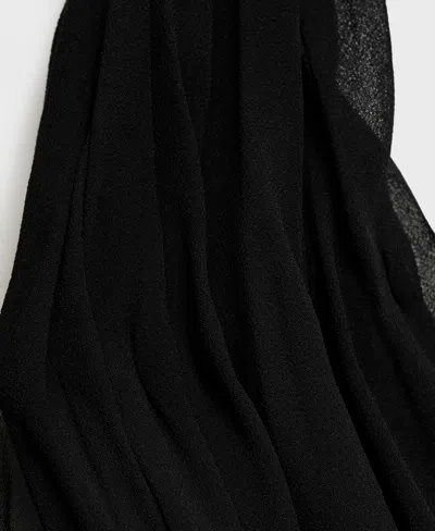 Mango Long Semi-transparent Dress With Crossed Neckline Black In Green