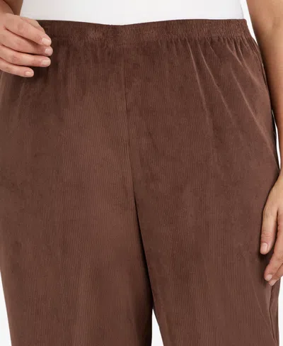 Alfred Dunner Plus Size Classic Corduroy Elastic Waist Short Length Pants In Brown