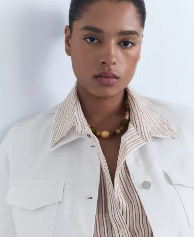 Mango Denim Jacket Pockets Off White In White