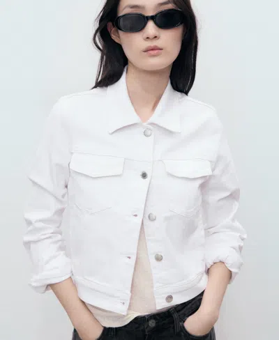 Mango Denim Jacket Pockets Off White In White