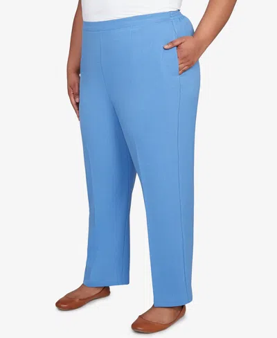 Alfred Dunner Plus Size As Usual Textured Pull On Elastic Medium Length Pants In Blue