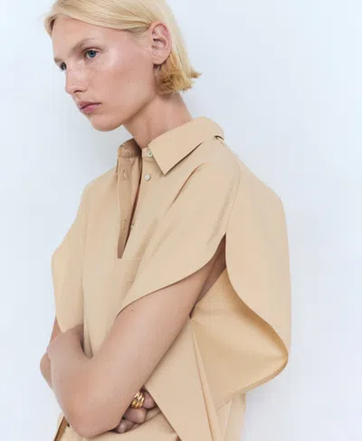 Mango Oversize Button-up Shirt In Neutral