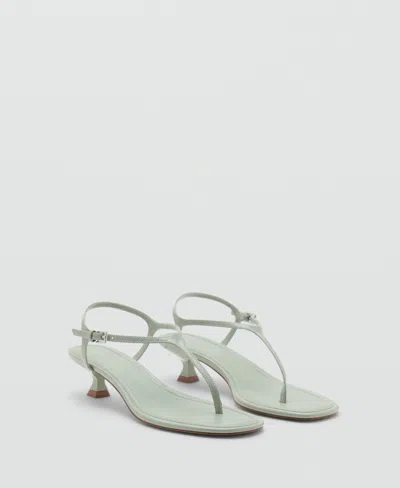 Mango Kitten Heel Ankle Strap Sandle In Green