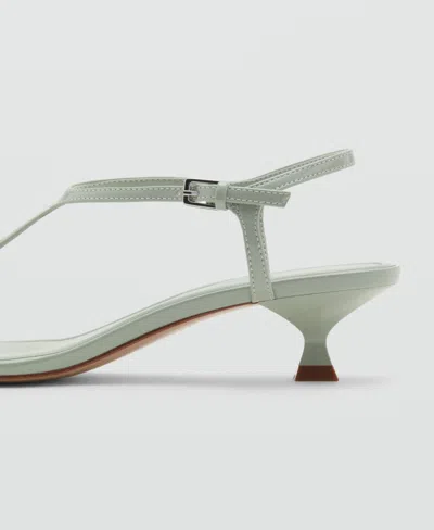 Mango Kitten Heel Ankle Strap Sandle In Green