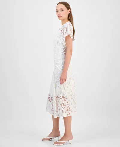 Hugo Boss Women's Floral Lace Midi Dress In White