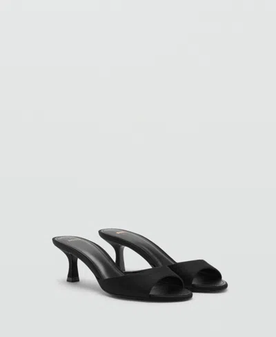 Mango Kitten-heel Sandals With Strap Black In Black