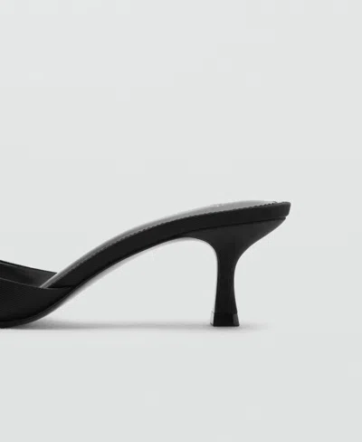 Mango Kitten-heel Sandals With Strap Black In Black