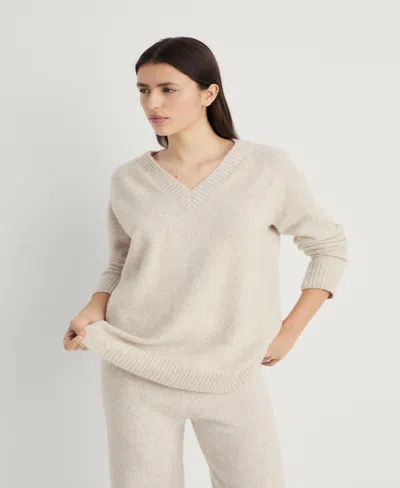 Mango V-neck Knit Sweater Beige In Neutral