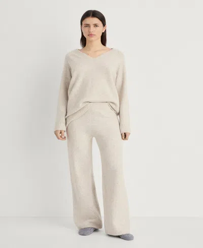 Mango V-neck Knit Sweater Beige In Neutral