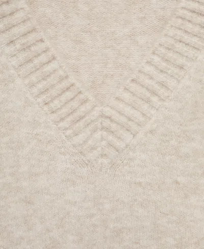 Mango V-neck Knit Sweater Beige In Neutral