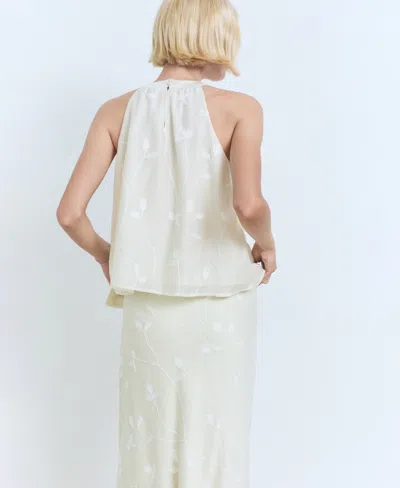 Mango Halter-neck Top With Knot Detail Ecru In Sand