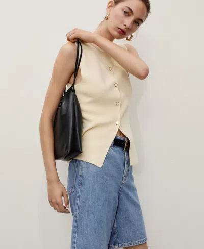 Mango Women's High-waist Straight-fit Denim Shorts In Blue