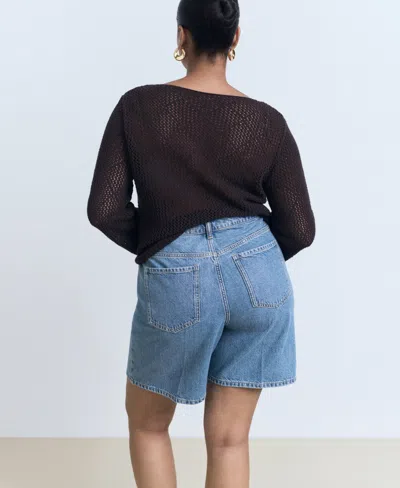 Mango Women's High-waist Straight-fit Denim Shorts In Blue